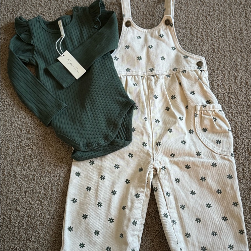 Rylee + Cru Green and Cream Kids Matching Set